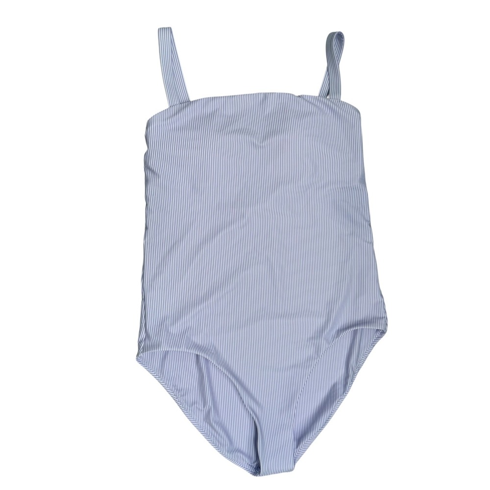 NEW Minnow Swimsuit Womens L Lavender Stripe One Piece Square Neck Removable Pad